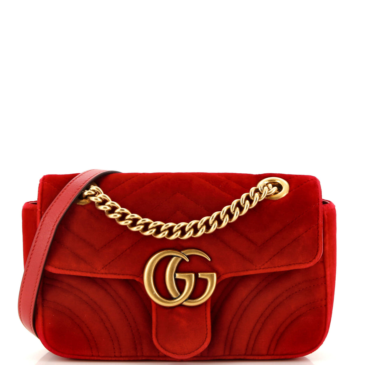 Gucci GUCCI GG Marmont Flap Bag Matelasse Velvet Mini