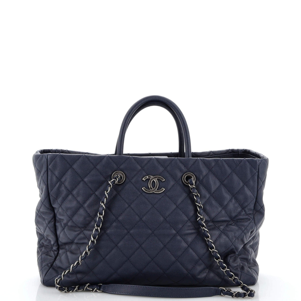 Chanel CHANEL Coco Handle Shopping Tote Quilted Caviar Large