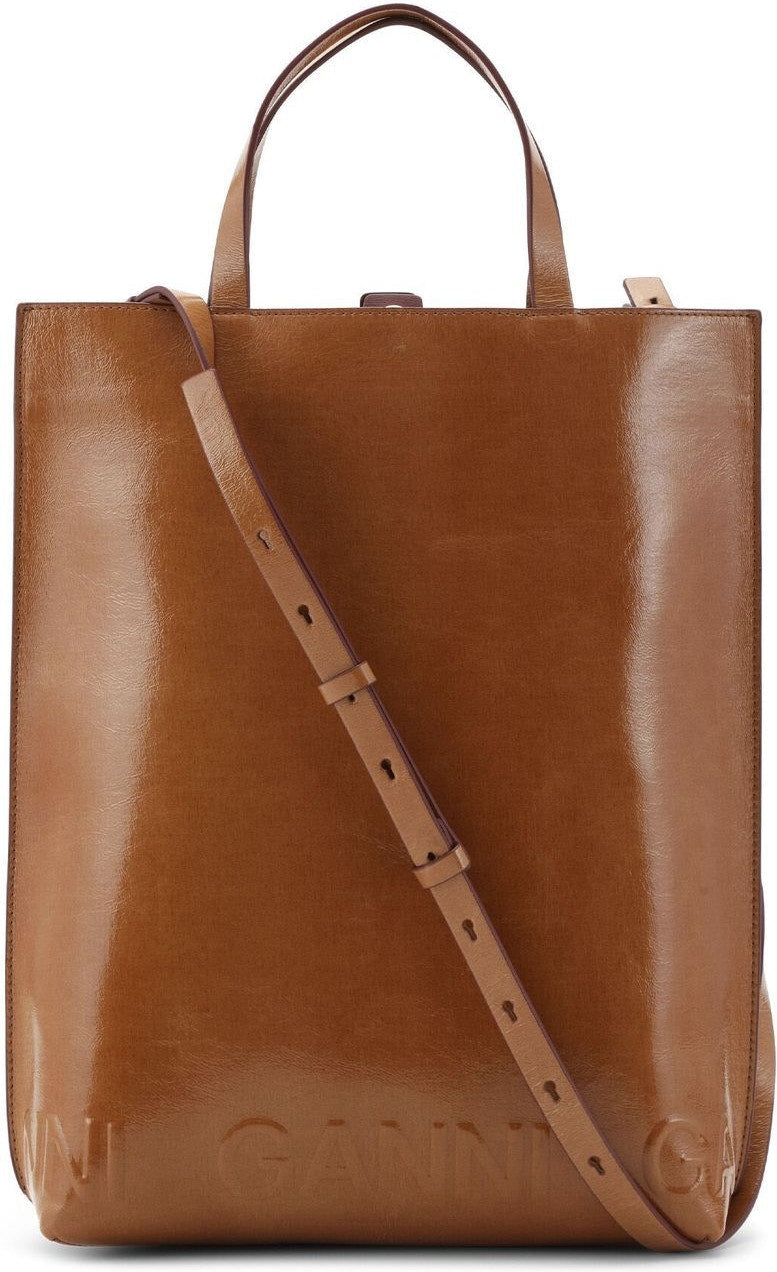 Ganni Women's Banner Medium Tote Strap Coffee | A5145983