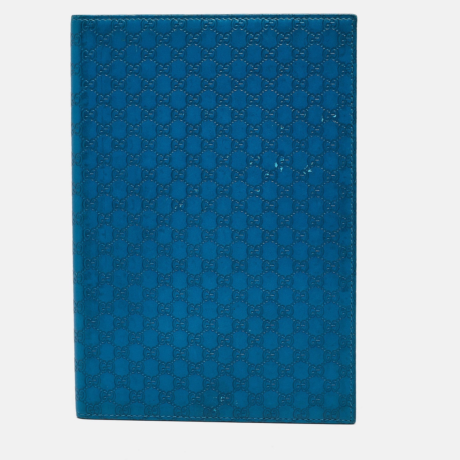 Gucci Carnet agenda en cuir bleu Microguccissima