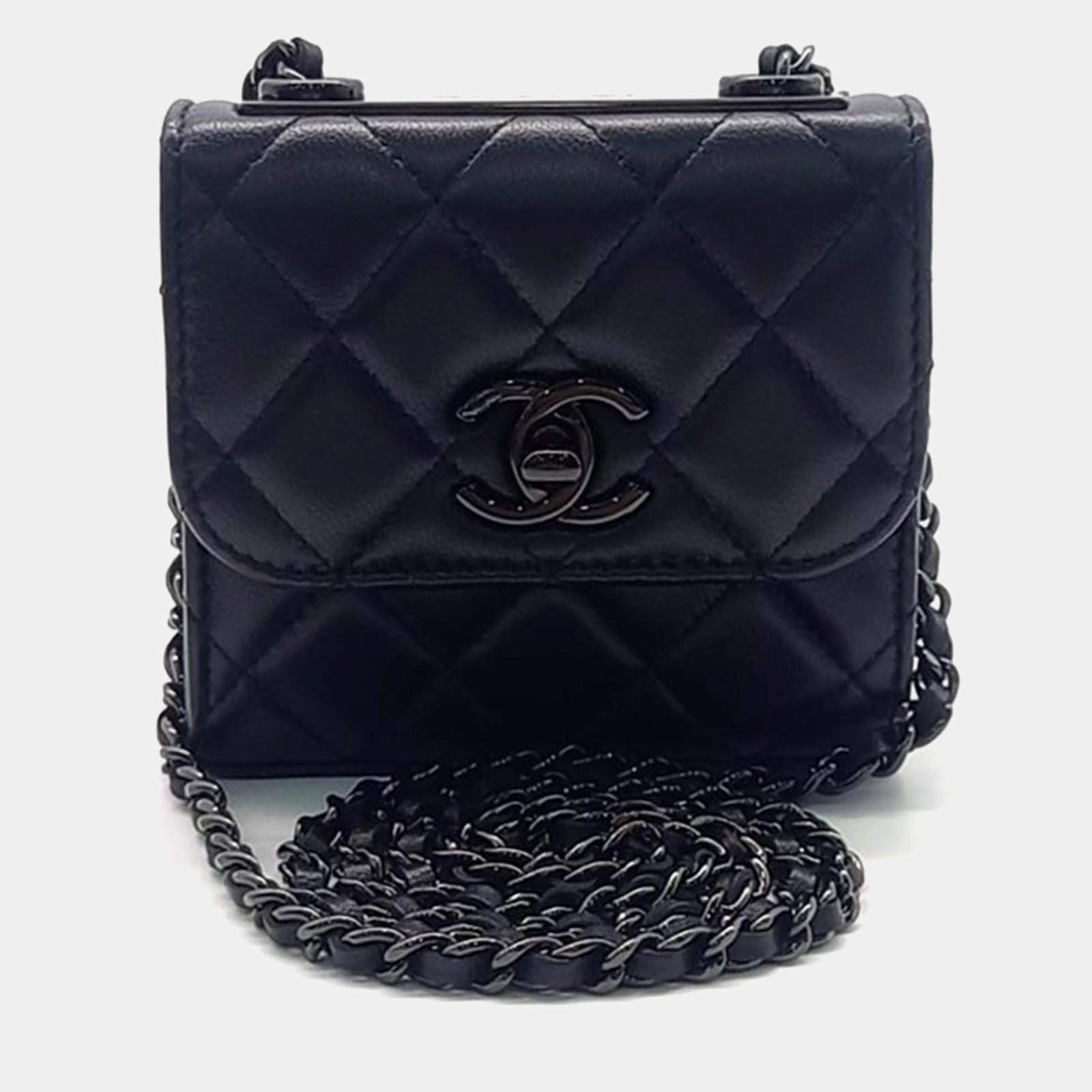 Chanel Schwarze Mini-Umhängetasche „Trendy CC“ aus Leder