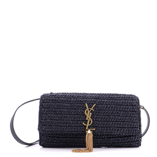 Kate 99 Tassel Flap Bag Woven Raffia Medium