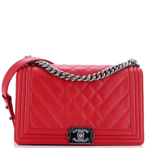 CHANEL Boy Flap Bag Chevron Lambskin New Medium