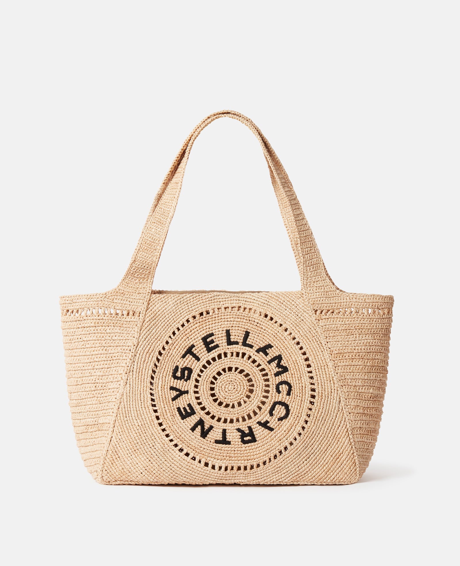 Stella McCartney Logo Raffia Medium Tote Bag, Woman, NATURAL