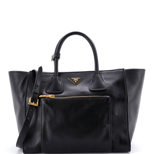 PRADA Front Pocket Wing Convertible Tote Soft Calf