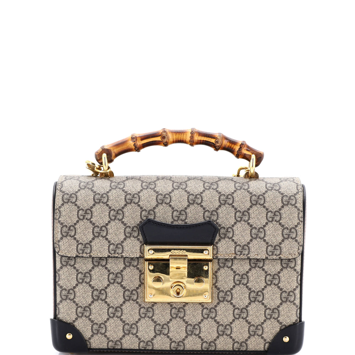 Gucci GUCCI Padlock Bamboo Shoulder Bag GG Coated Canvas Small
