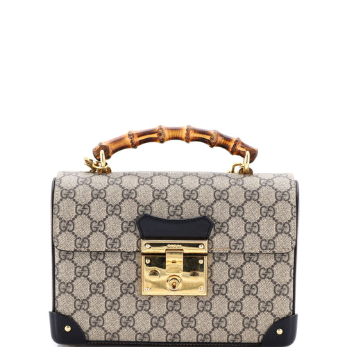 GUCCI Padlock Bamboo Shoulder Bag GG Coated Canvas Small