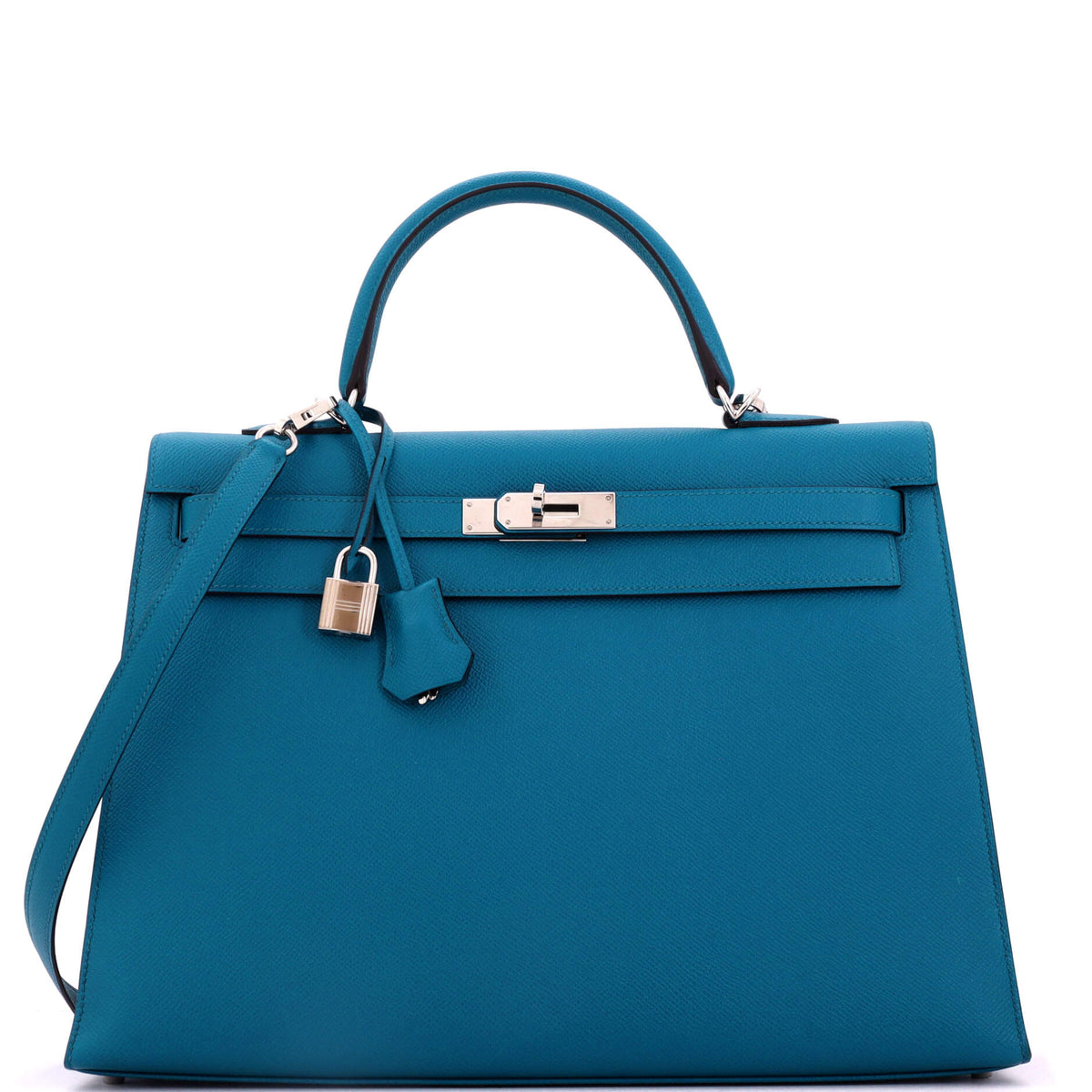 Herm?s Kelly Handbag Bleu Izmir Epsom with Palladium Hardware 35