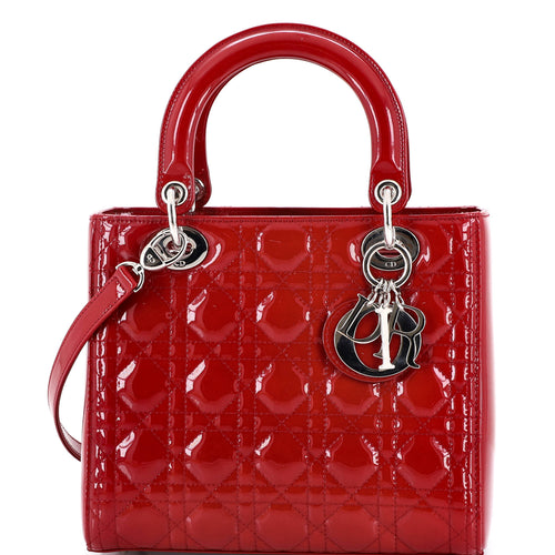 Lady Dior Bag Cannage Quilt Patent Medium