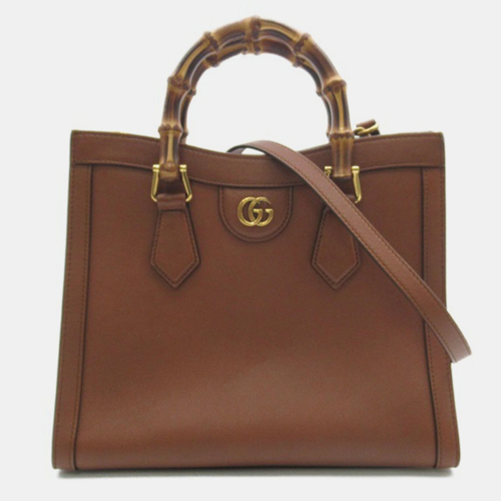 Gucci Sac fourre-tout Diana en cuir marron et bambou