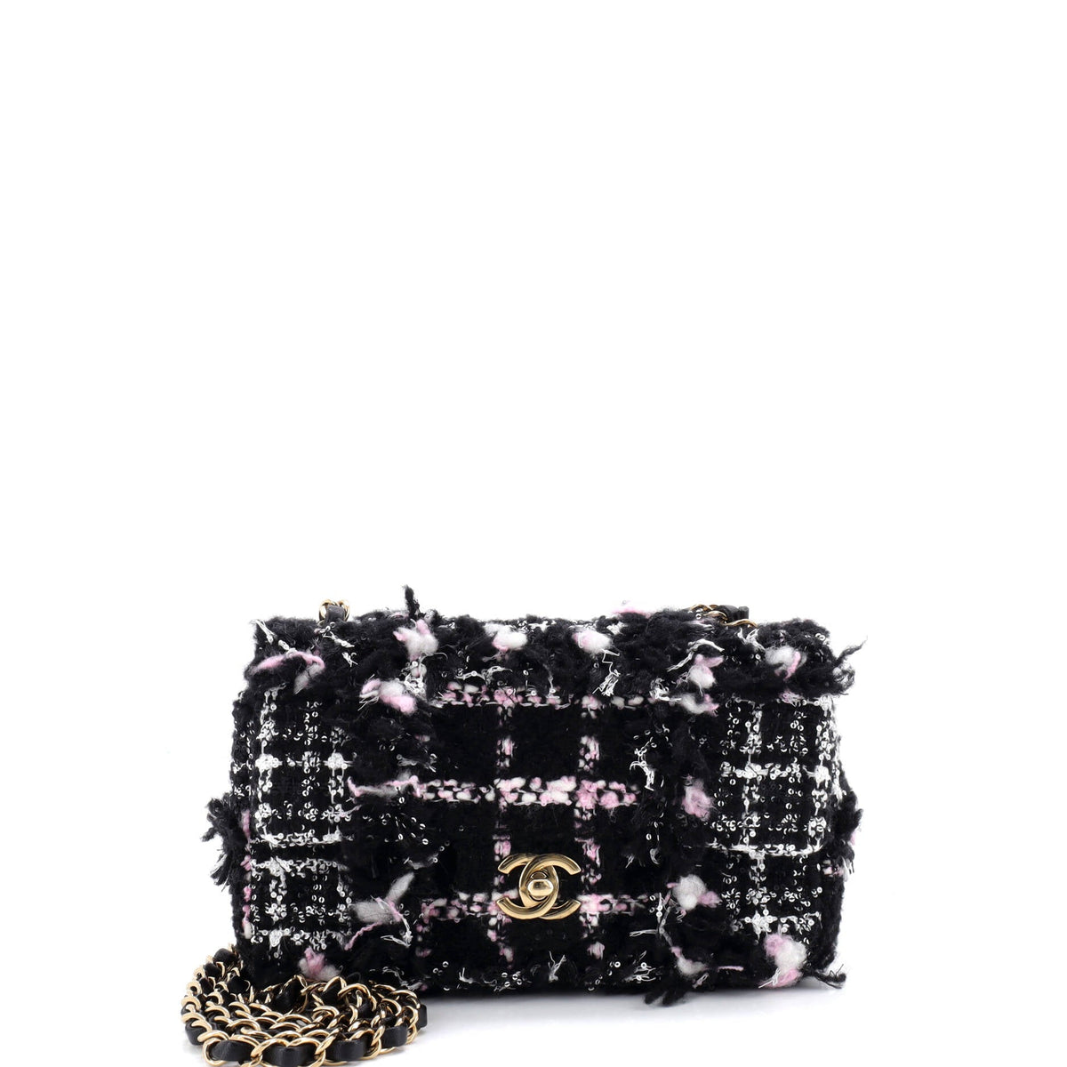 Chanel CHANEL Classic Single Flap Bag Quilted Tweed and Sequins Mini
