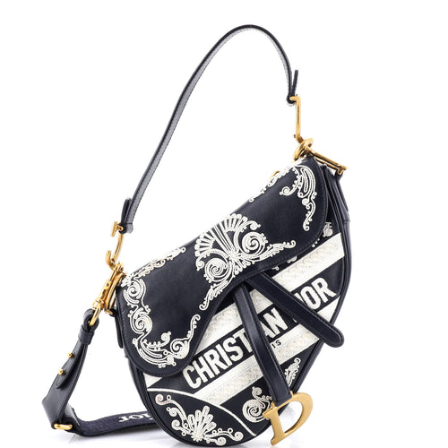 Saddle Handbag Embroidered Calfskin Medium