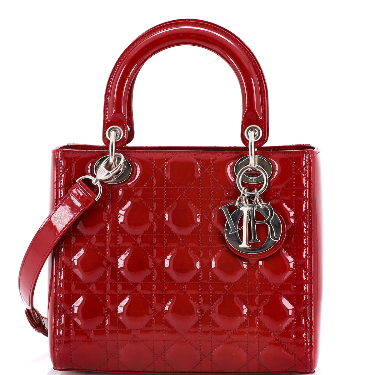 Christian Dior Lady Dior Bag Cannage Quilt Patent Medium