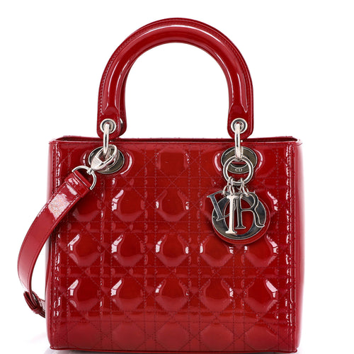 Lady Dior Bag Cannage Quilt Patent Medium