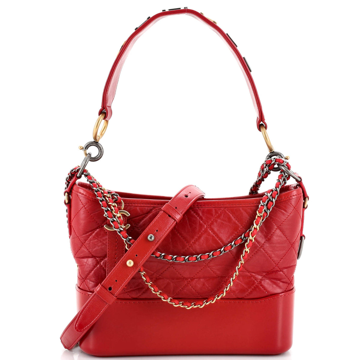 Chanel CHANEL Gabrielle Hobo with Logo Handle Quilted Aged Calfskin Medium