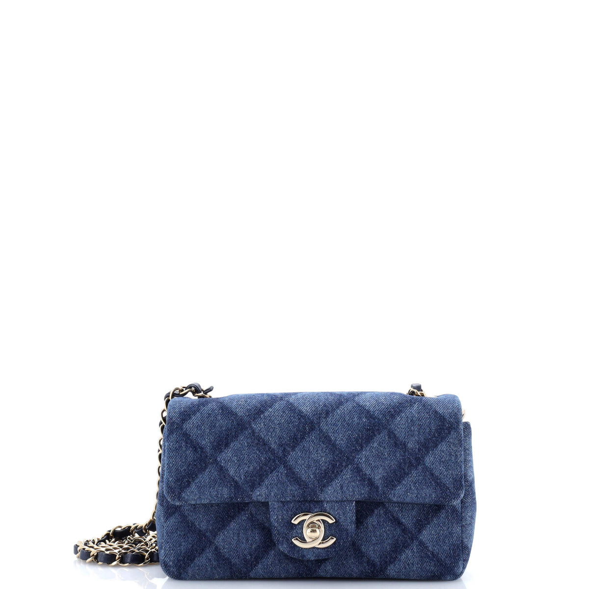 Chanel CHANEL Classic Single Flap Bag 3D Quilt Printed Denim Mini