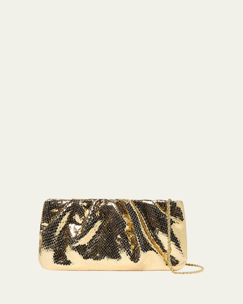 Serena Metallic Snake-Embossed Clutch Bag