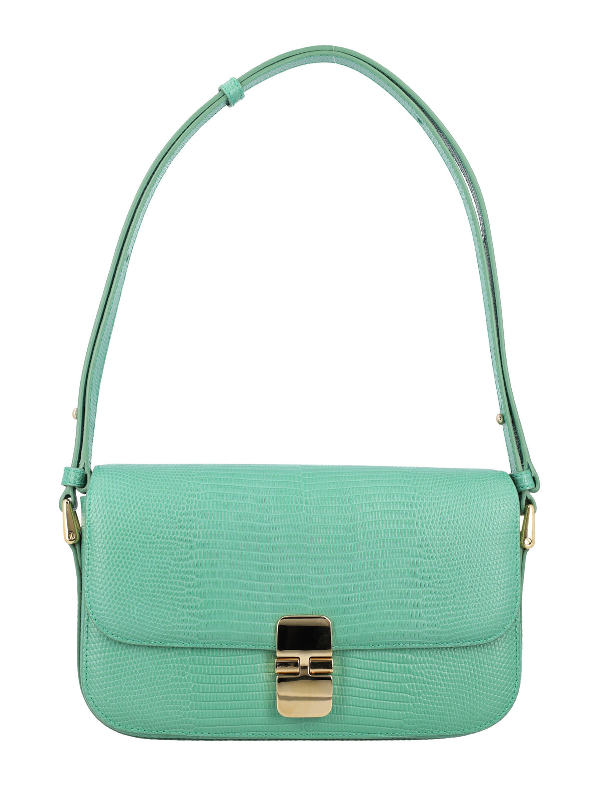 A.p.c. Women's Grace Baguette Lizzard Print Bag in Sorbetto Green | 23AF61615PXBMR Color KAU