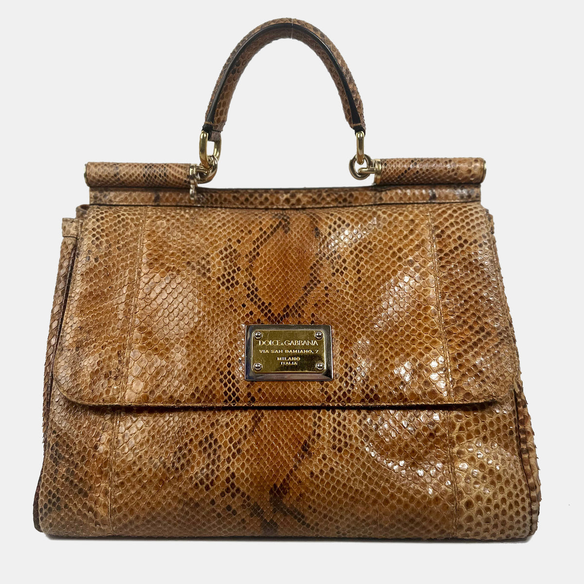 Dolce & Gabbana Sicily Python Leather Handbag