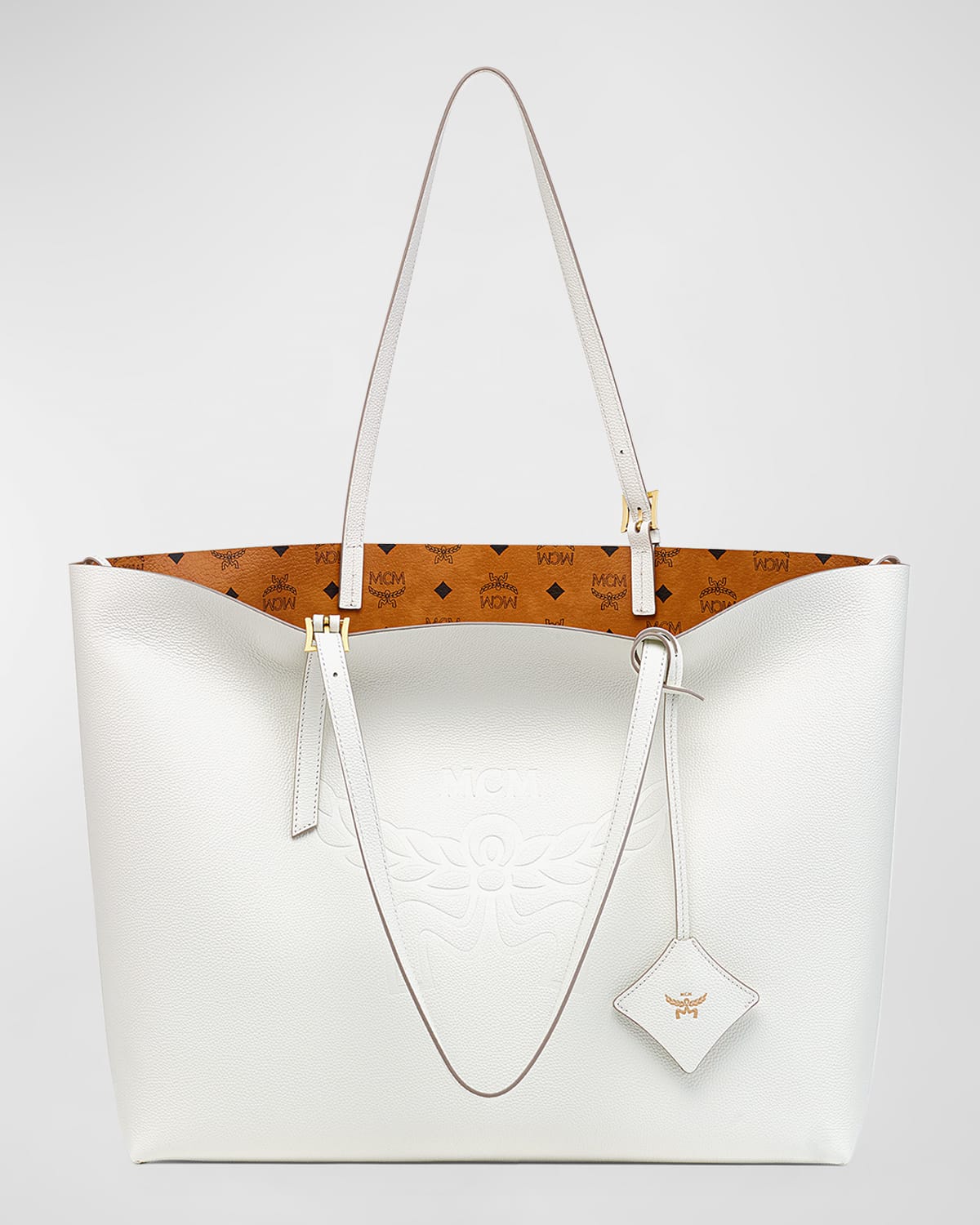 MCM Lauretos Leather Shopper Tote Bag