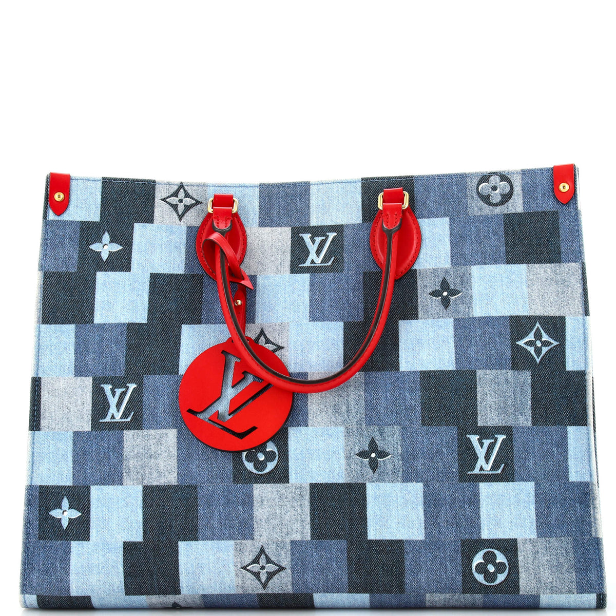 Louis Vuitton OnTheGo Tote Damier and Monogram Patchwork Denim GM