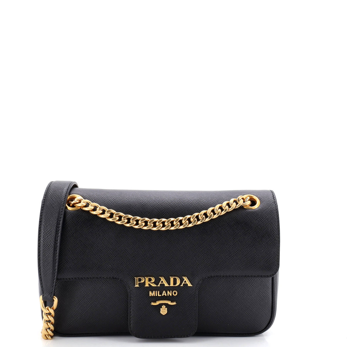 Prada PRADA Pattina Flap Shoulder Bag Saffiano Leather Small