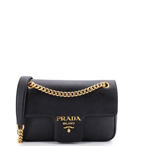 PRADA Pattina Flap Shoulder Bag Saffiano Leather Small