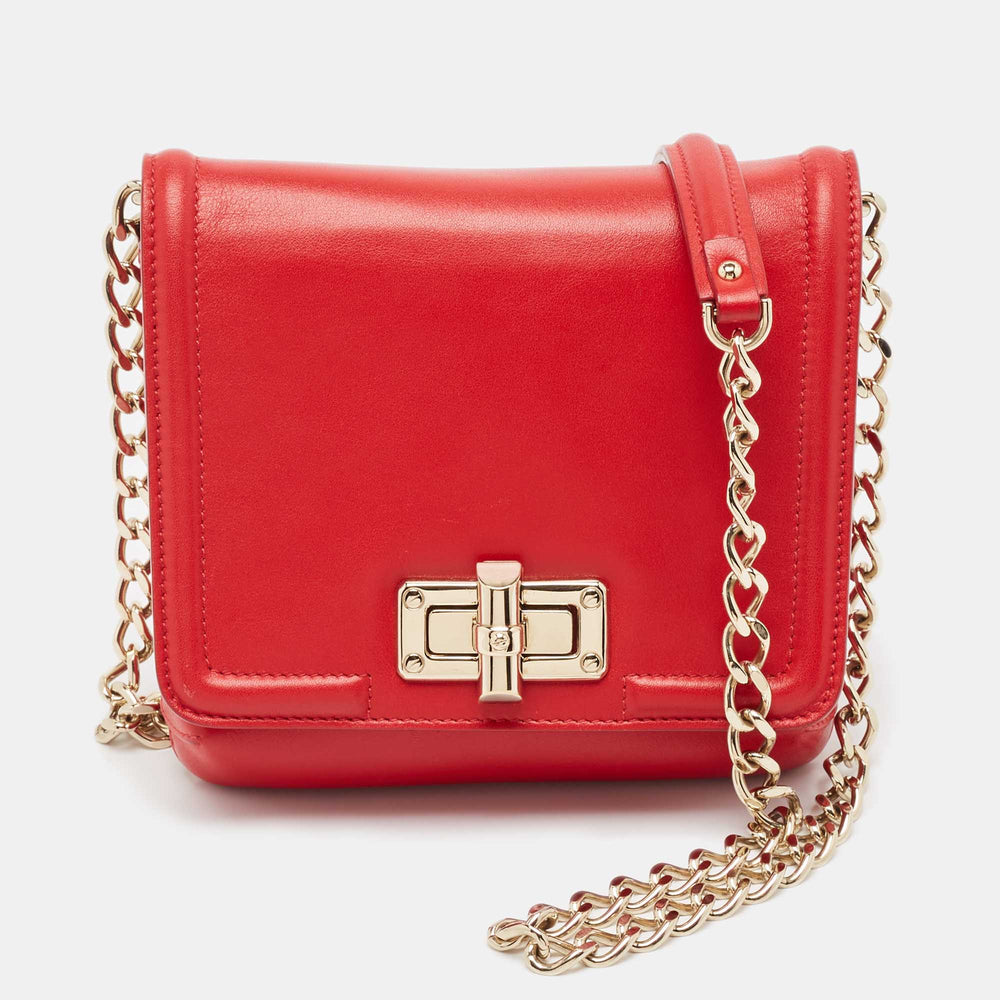 Red Leather Mini Happy Crossbody Bag