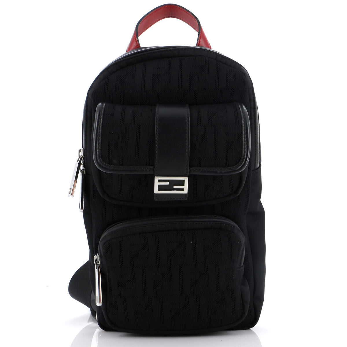 Fendi FENDI Pocket Zip Sling Bag Zucca Mesh with Nylon