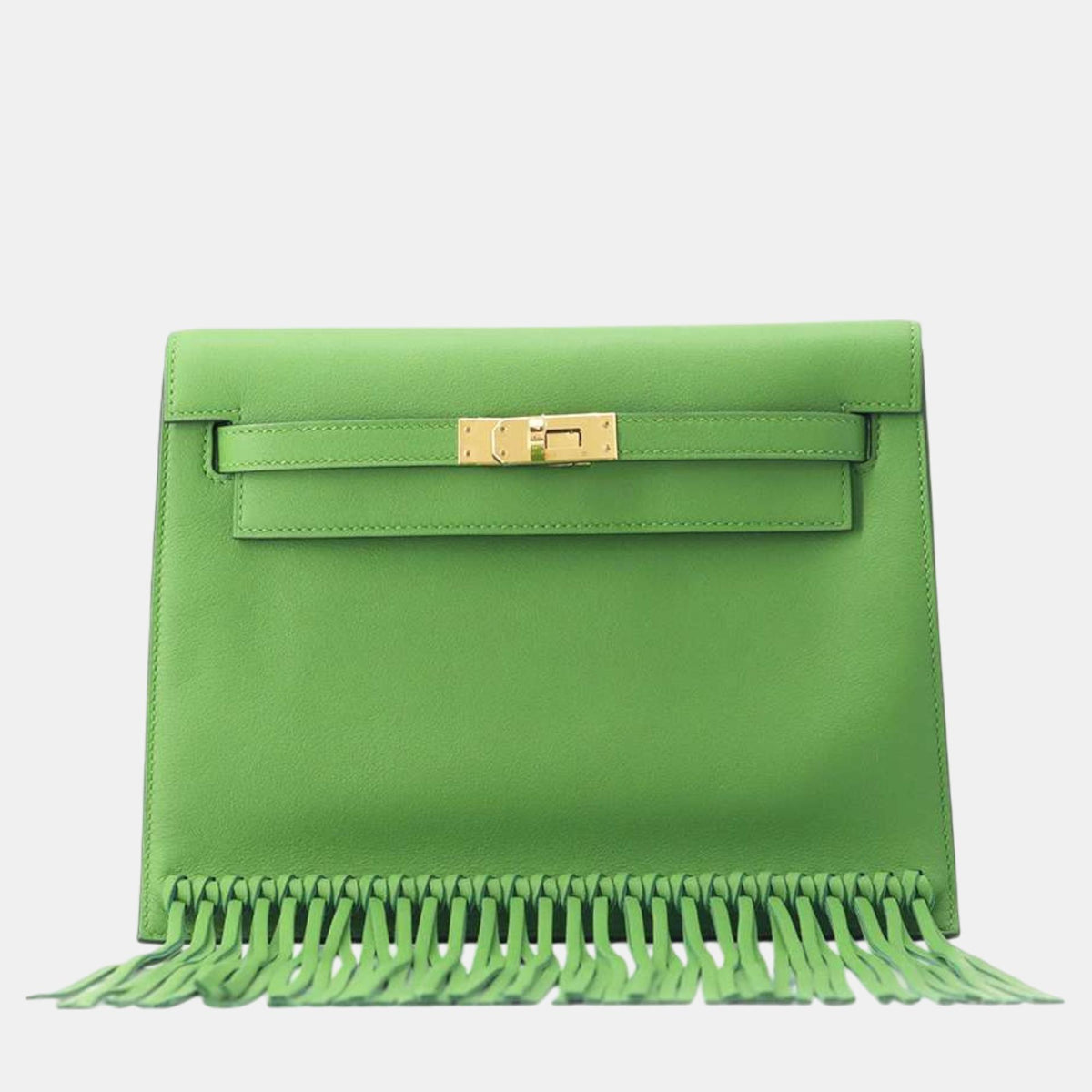 Hermès Vert Yucca Swift Leather Kelly Danse II Anate Fringe Shoulder Bags