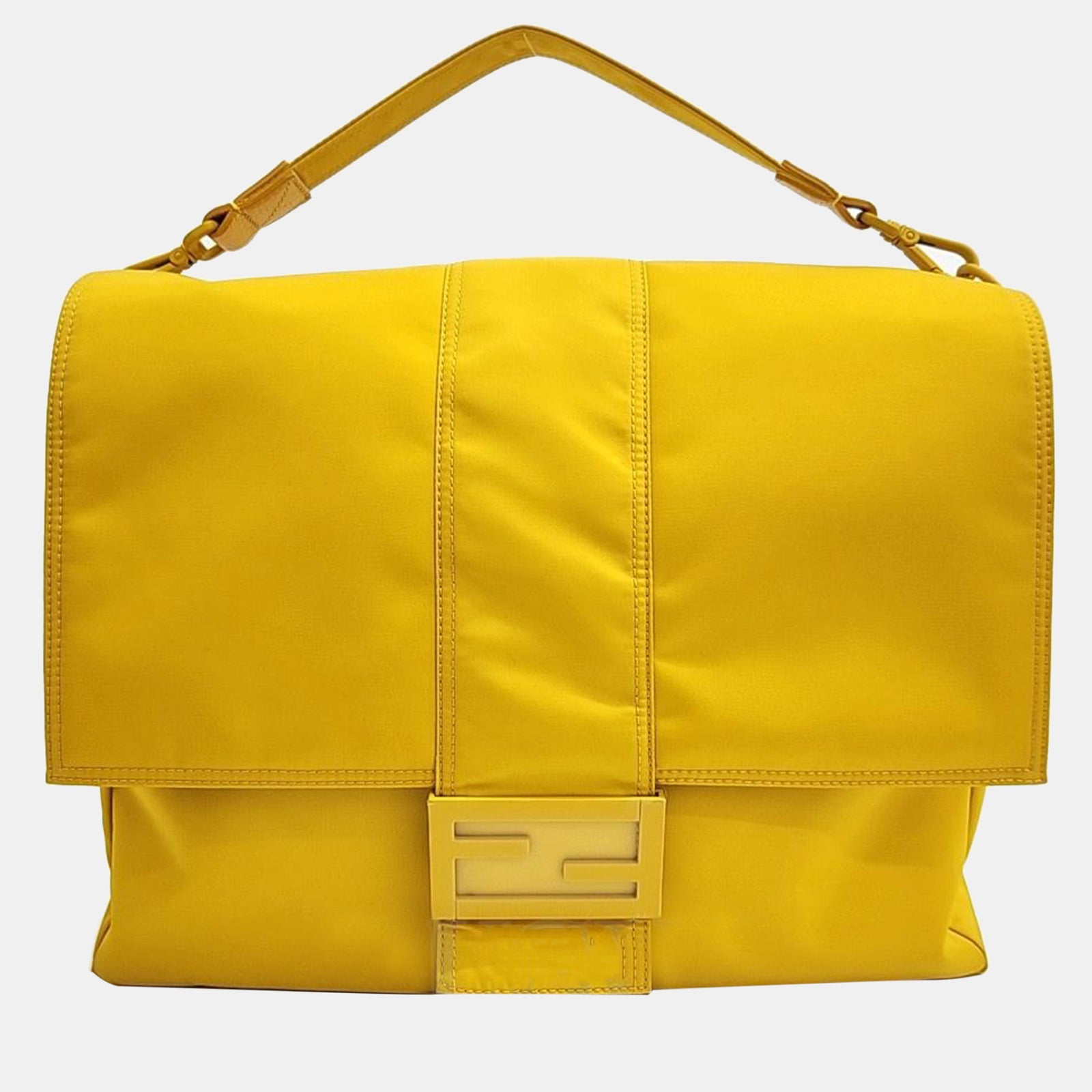 Fendi Yellow Nylon Large Baguette Messenger bag