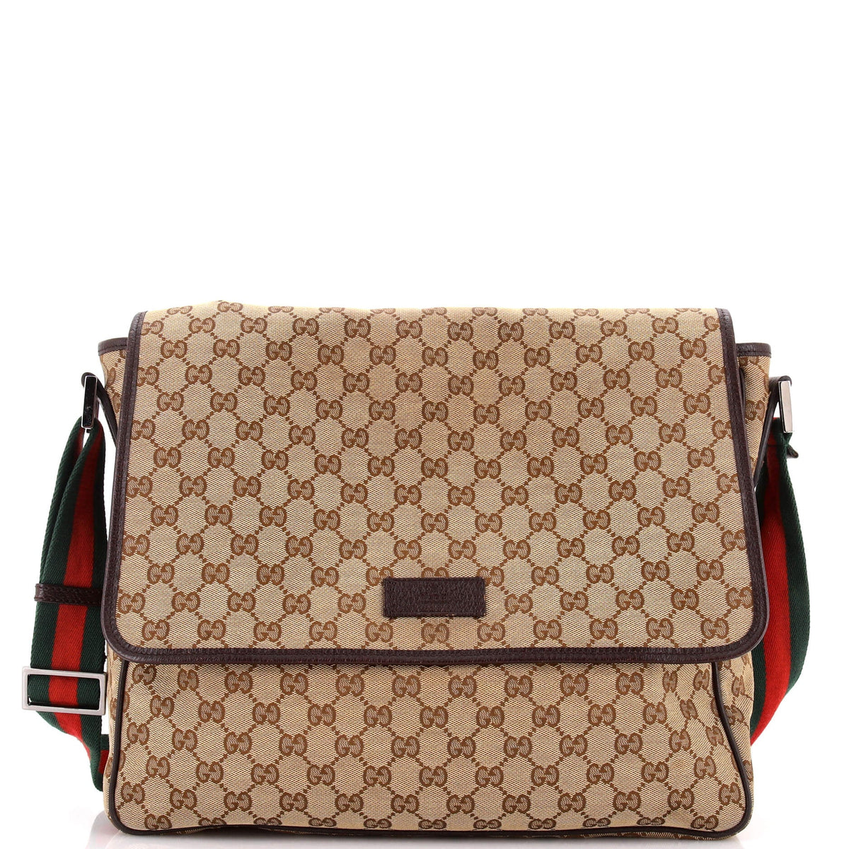 Gucci GUCCI Web Strap Flap Messenger GG Canvas Medium
