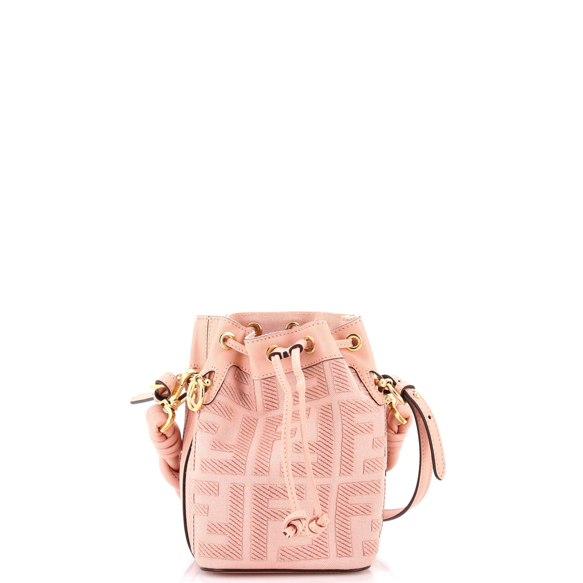 Fendi FENDI Woven Handle Mon Tresor Bucket Bag Zucca Embroidered Canvas Mini