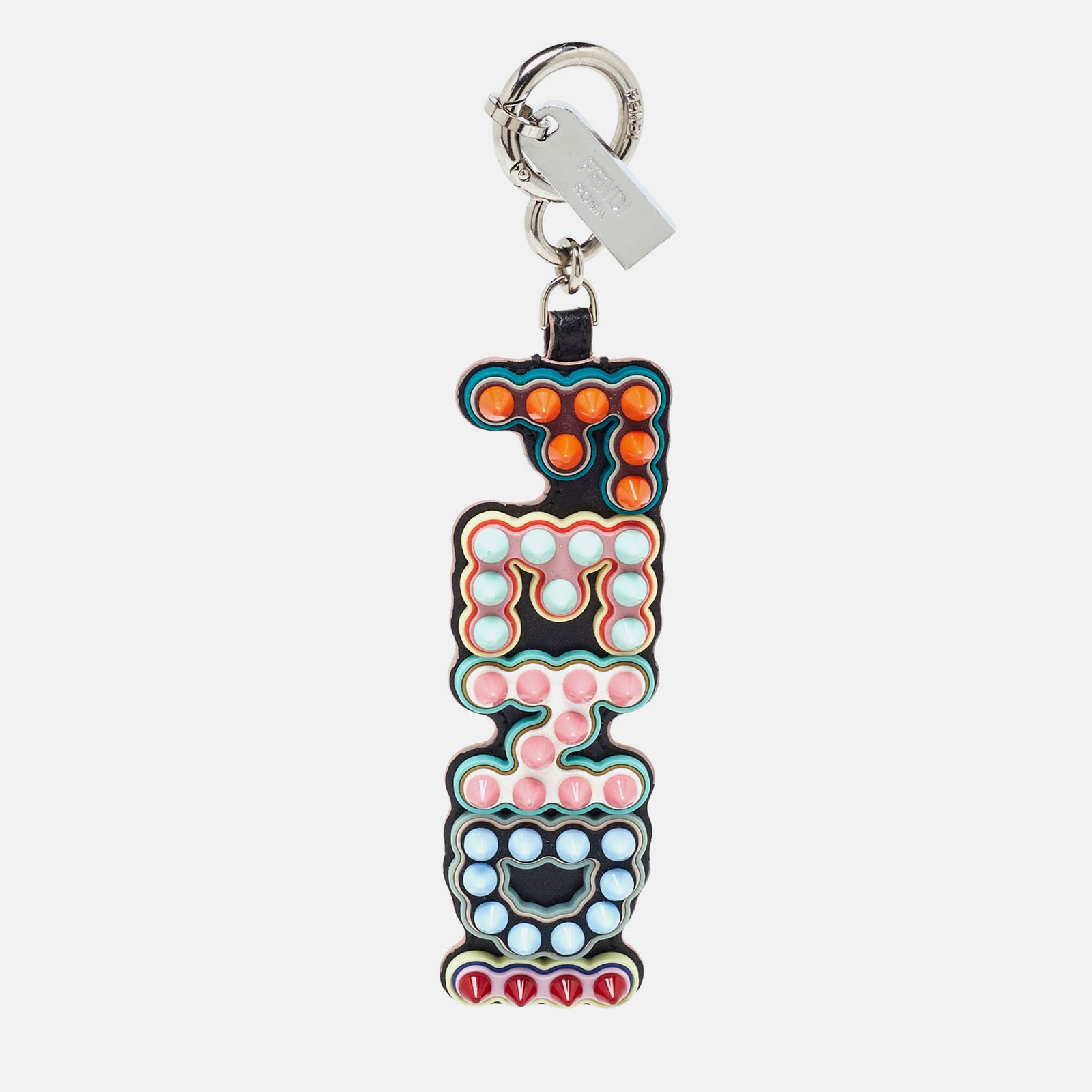 Fendi Multicolor Leather Logo Spike USB Key Chain