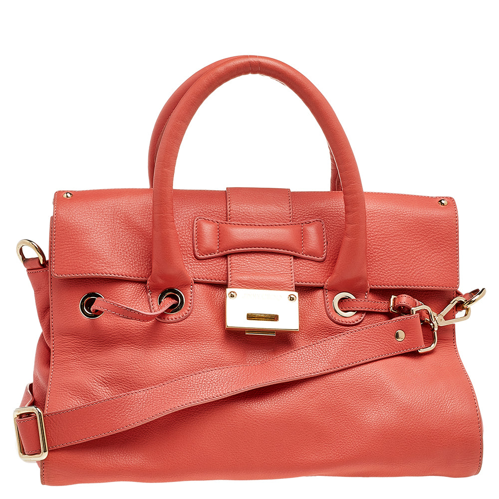 Coral Leather Rosalie Satchel