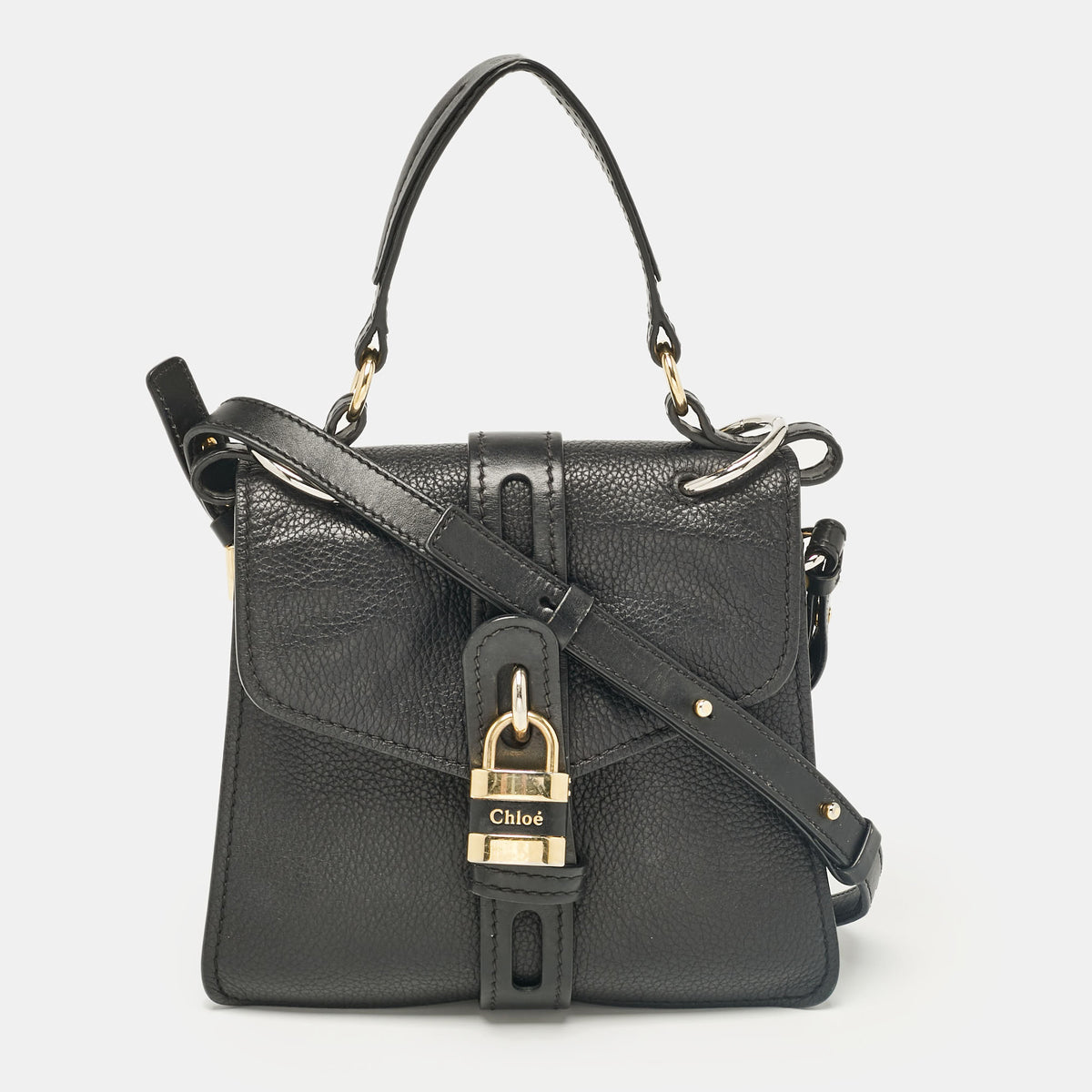 Chloe Black Leather Aby Day Top Handle Bag