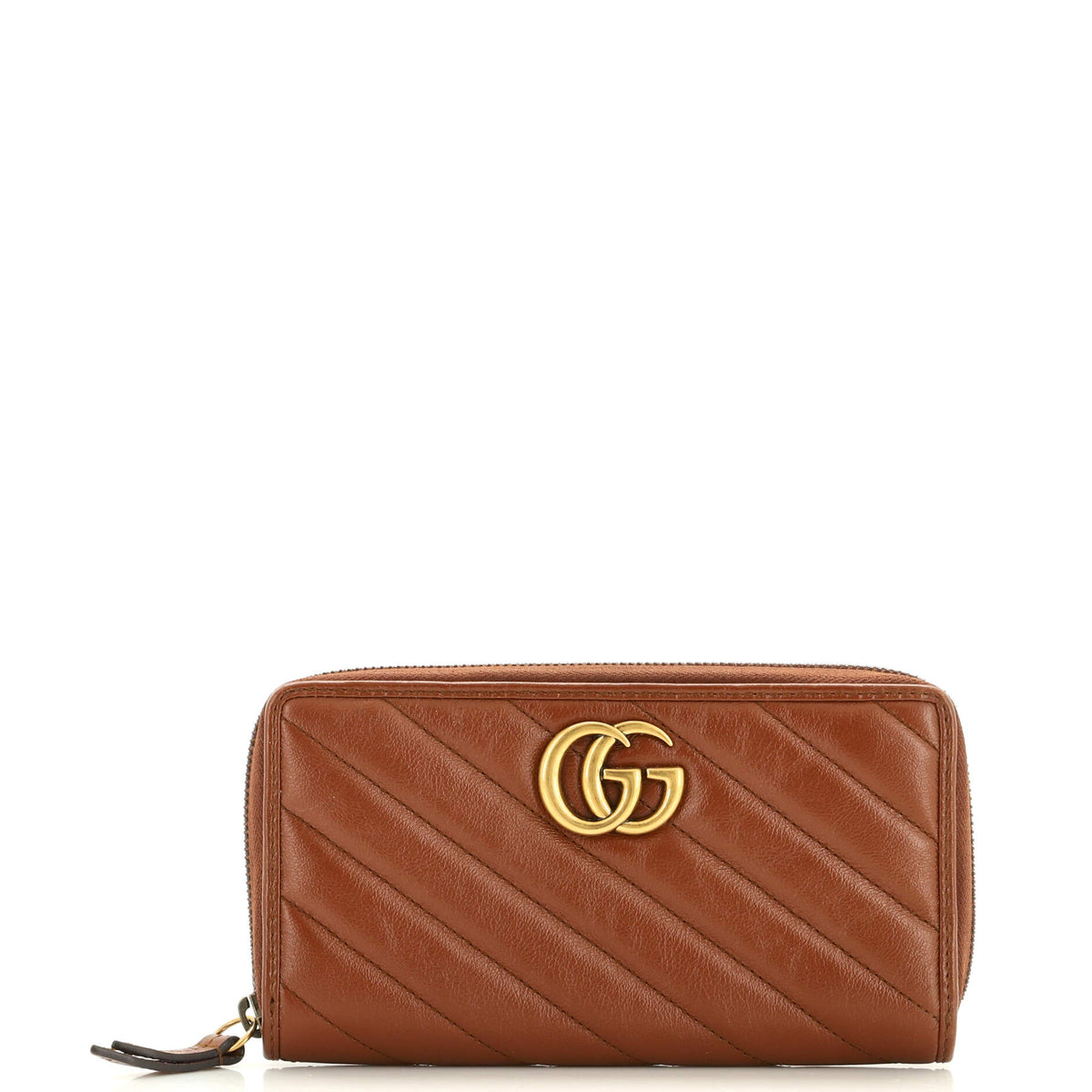 Gucci GUCCI GG Marmont Zip Around Wallet Diagonal Quilted Leather