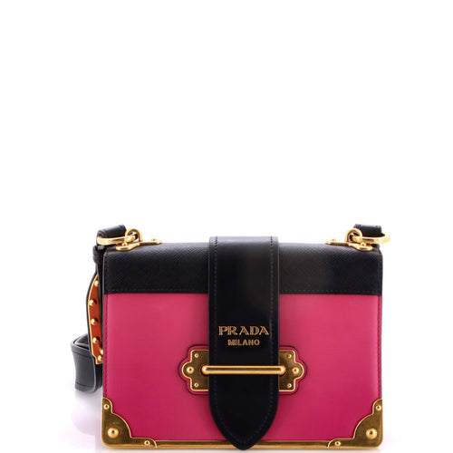 PRADA Cahier Crossbody Bag Leather and Saffiano Leather Small
