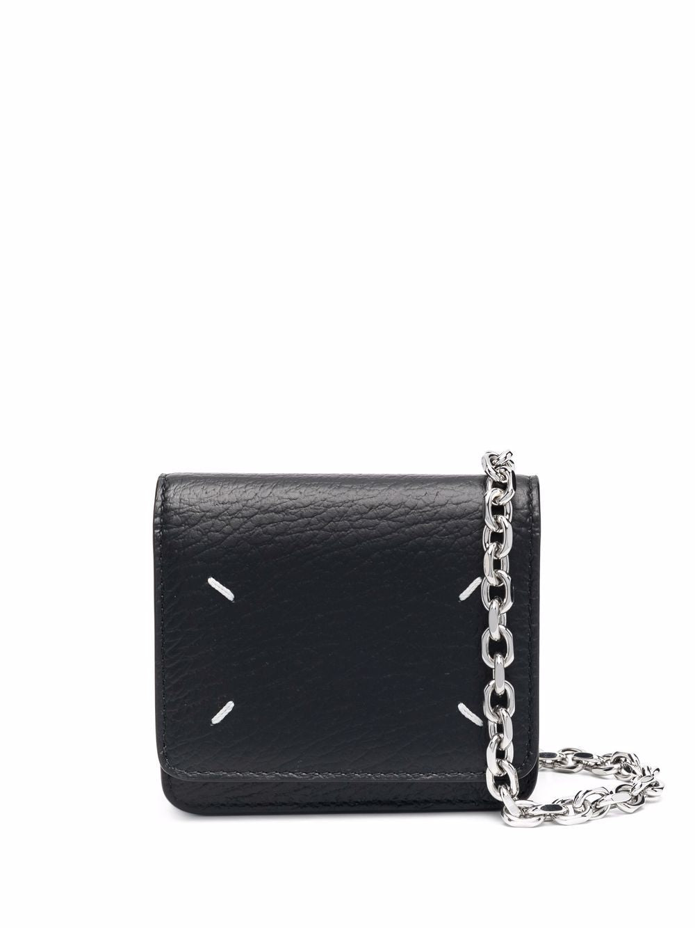 Maison Margiela Women's Four Stitches Leather Wallet On Chain in Black | Size UNI | SA3UI0009P4455T8013