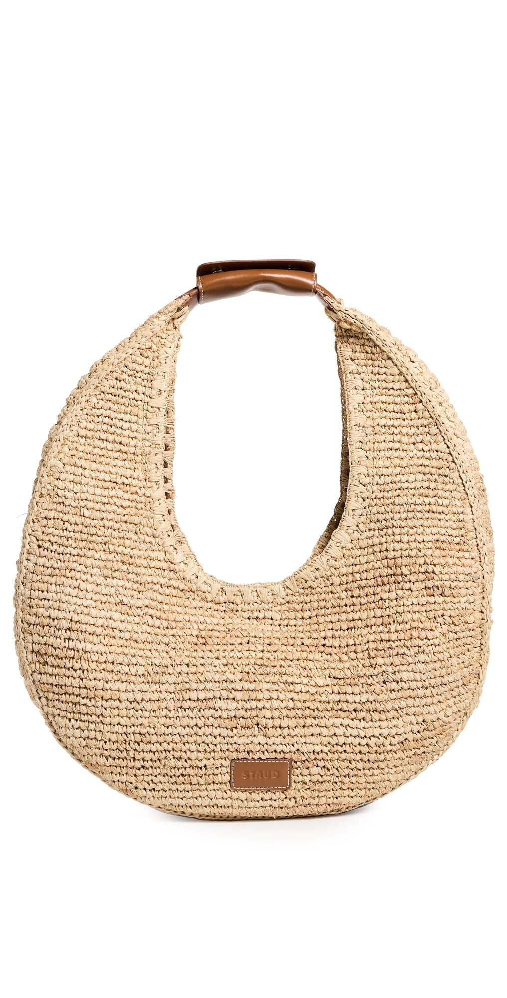 Staud Large Raffia Moon Tote Bag Natural/Tan One Size