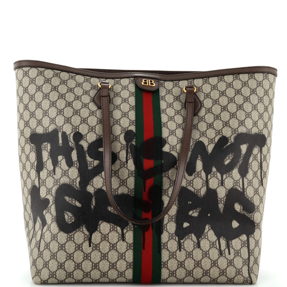 Balenciaga x Gucci The Hacker Project Tote Graffiti BB Coated Canvas Large