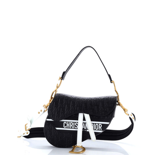 Saddle Handbag Oblique Embossed Calfskin Medium