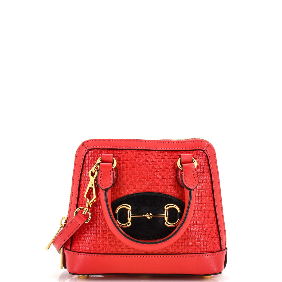 Gucci GUCCI Horsebit 1955 Top Handle Bag Raffia Mini