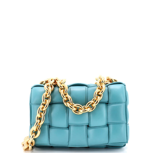 Cassette Chain Crossbody Bag Padded Maxi Intrecciato Leather