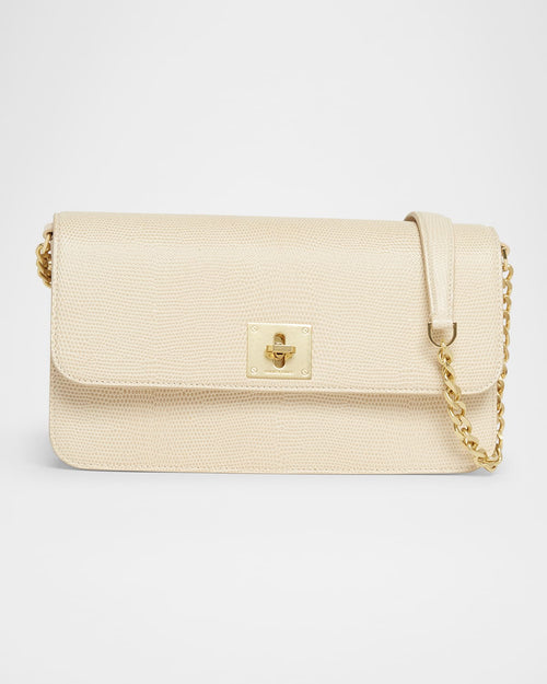 Gioia Lizard-Embossed Leather Shoulder Bag