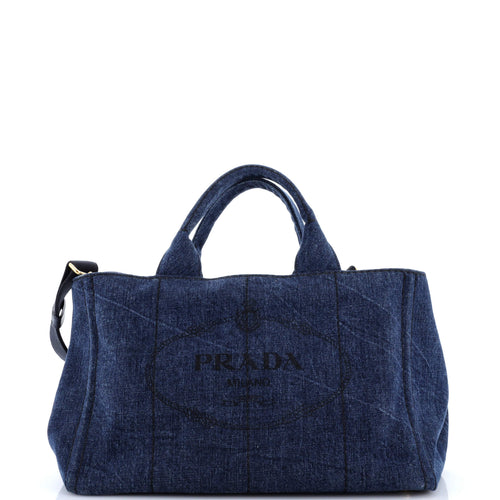 PRADA Canapa Convertible Tote Denim Medium