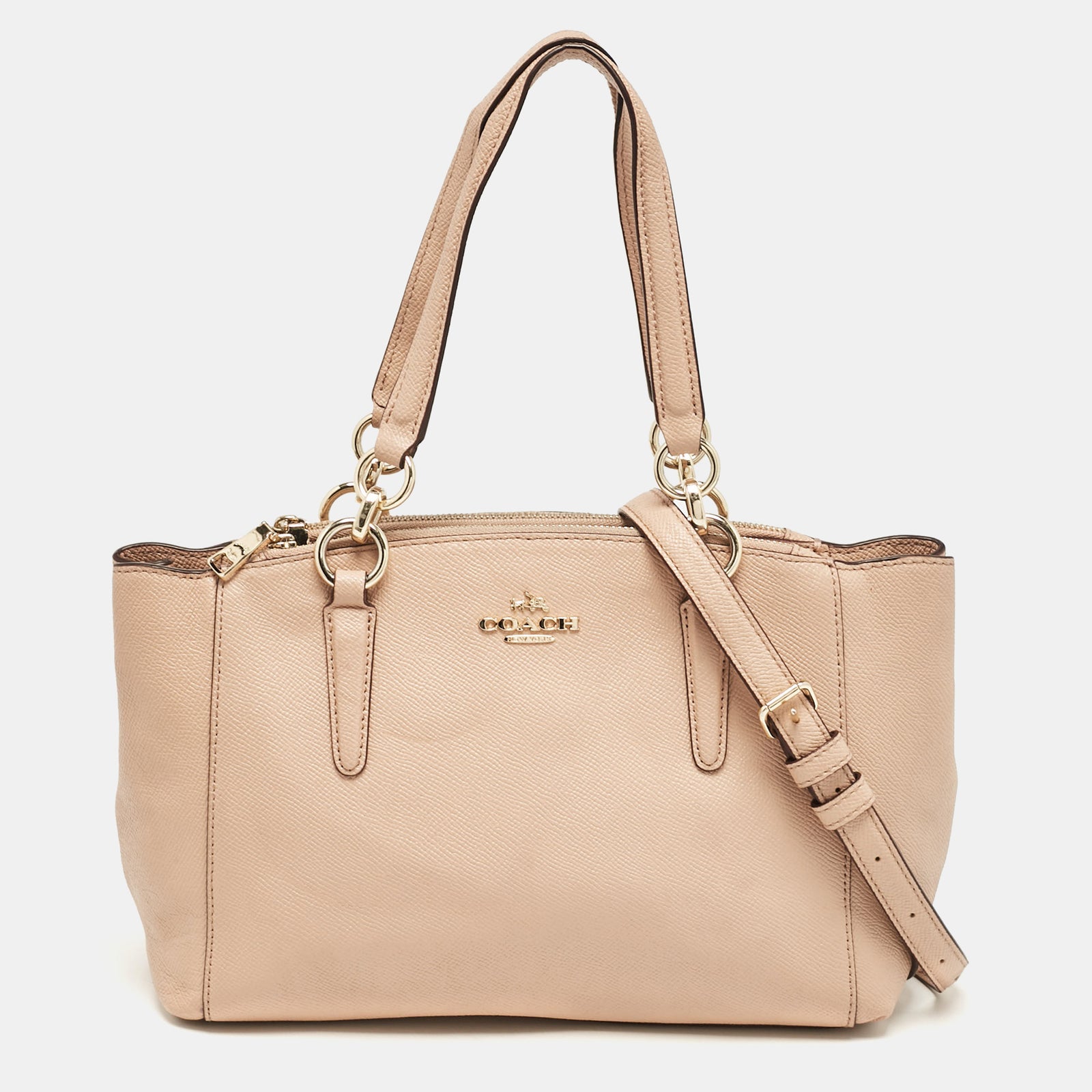 Coach Peach Leather Mini Christie Carryall Double Zip Satchel