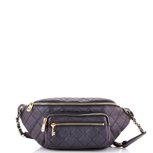 CHANEL All About Waist Bag Quilted Iridescent Calfskin Medium