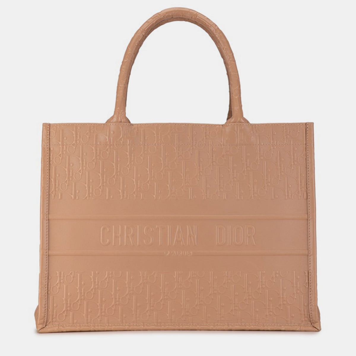 Dior Pink Leather Oblique Embossed Leather Medium Book Tote Tote Bag