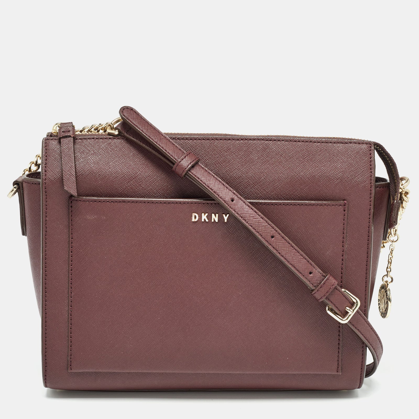 DKNY DKNY Brick Burgundy Saffiano Leather Ava Crossbody Bag